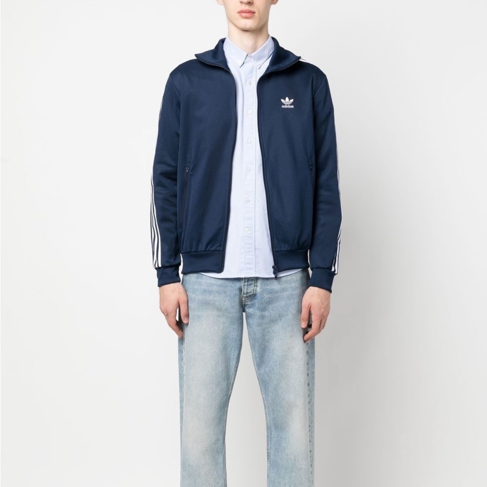 ADIDAS parka windbreaker jacket soort navy blue white 3 stripes